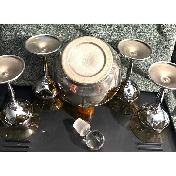 Art Deco Chrome Decanter Cocktail Set Cambridge Krome Kraft Farber Bros - Picture 15 of 16